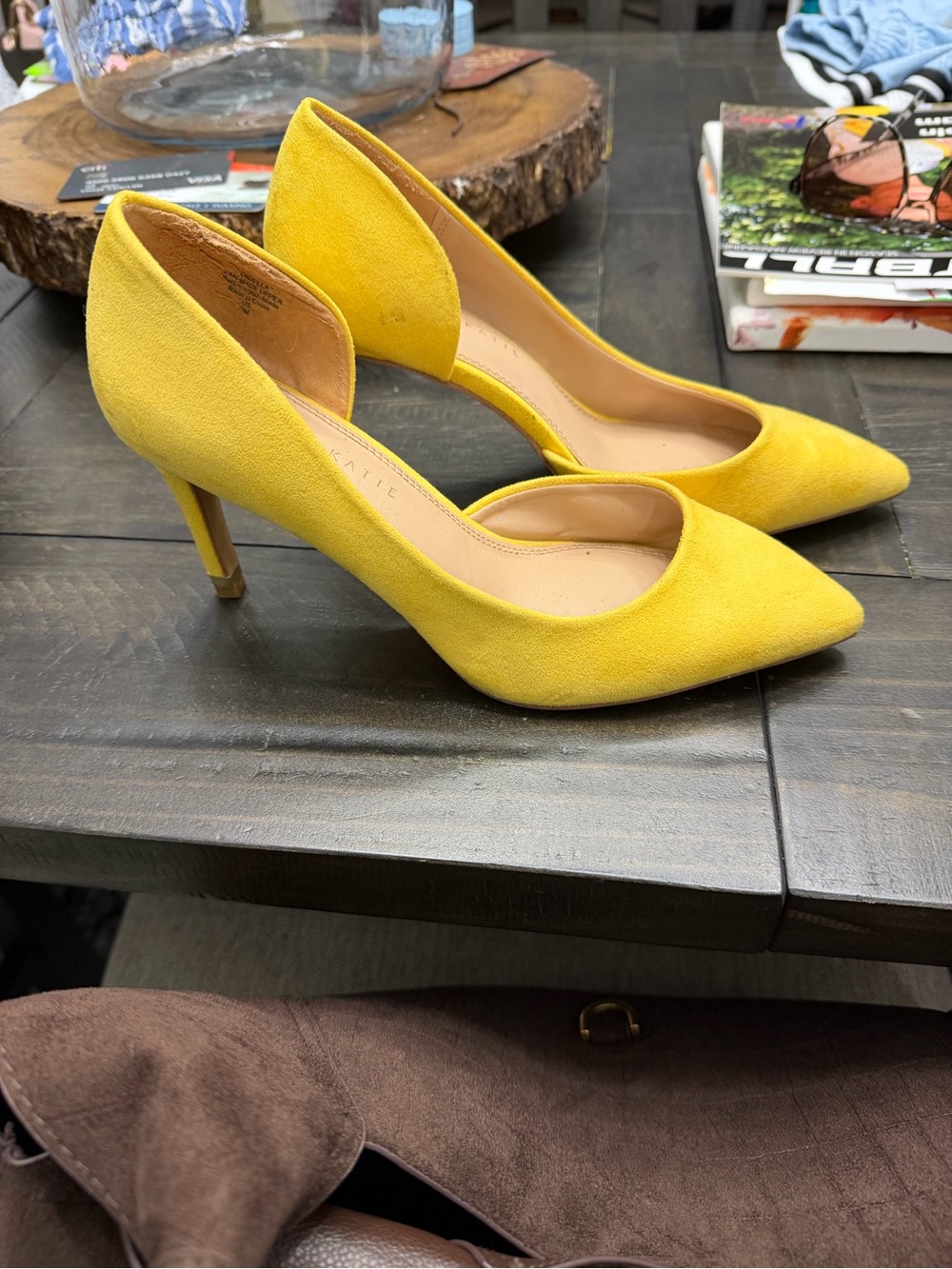 Yellow Pointed  Pumps for Women